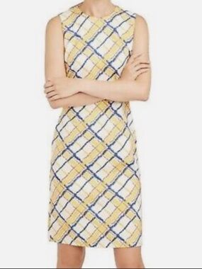 J McLaughlin Devon Bainbridge Sleeveless Sheath/Shift Dress Chalk Plaid Large